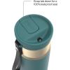 imageContigo SnapSeal 16 oz Stainless Steel VacuumInsulated Water Bottle with Leakproof AutoClose Lid StrawCompatible amp Carry Strap BPAFree amp LeadFree Dishwasher SafeMineral Teal Champagne