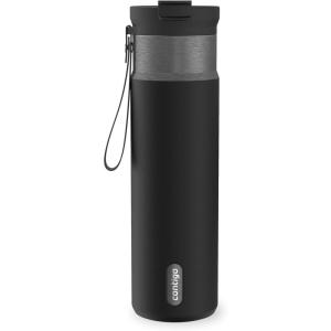 imageContigo DualSip 24 oz Stainless Steel VacuumInsulated Water Bottle with Carry Strap amp 2in1 Leakproof Lid Straw or Spout BPAFree amp LeadFree Dishwasher SafeLicorice Gunmetal