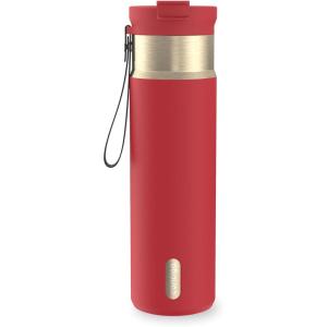 imageContigo DualSip 24 oz Stainless Steel VacuumInsulated Water Bottle with Carry Strap amp 2in1 Leakproof Lid Straw or Spout BPAFree amp LeadFree Dishwasher SafeGoji Berry Champagne