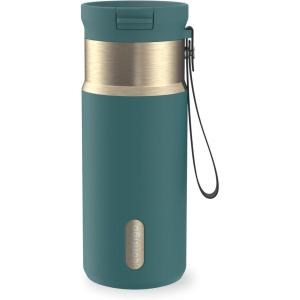 imageContigo SnapSeal 16 oz Stainless Steel VacuumInsulated Water Bottle with Leakproof AutoClose Lid StrawCompatible amp Carry Strap BPAFree amp LeadFree Dishwasher SafeMineral Teal Champagne