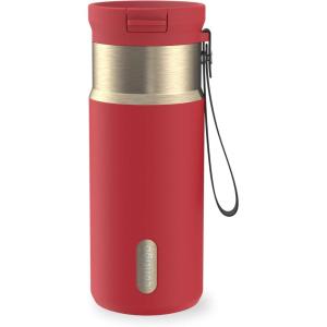 imageContigo SnapSeal 16 oz Stainless Steel VacuumInsulated Water Bottle with Leakproof AutoClose Lid StrawCompatible amp Carry Strap BPAFree amp LeadFree Dishwasher SafeGoji Berry Champagne