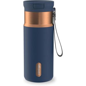 imageContigo SnapSeal 16 oz Stainless Steel VacuumInsulated Water Bottle with Leakproof AutoClose Lid StrawCompatible amp Carry Strap BPAFree amp LeadFree Dishwasher SafeAbyss Bronze