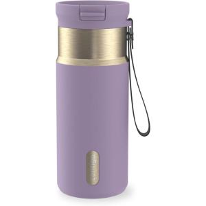 imageContigo SnapSeal 16 oz Stainless Steel VacuumInsulated Water Bottle with Leakproof AutoClose Lid StrawCompatible amp Carry Strap BPAFree amp LeadFree Dishwasher SafePurple Carrot Champagne